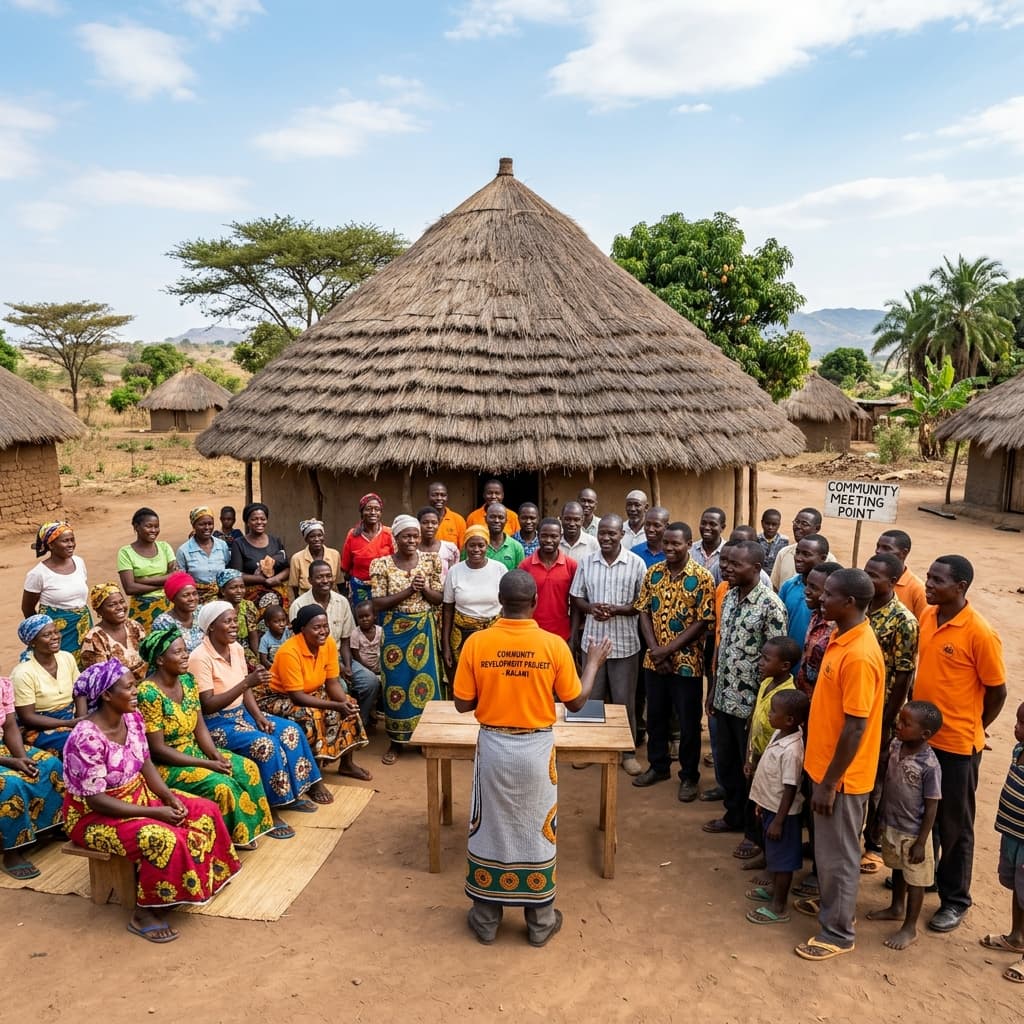 Community at traditional hut